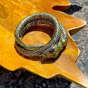 Vintage Emerald Jeweled Wrap Snake Bracelet